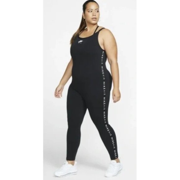 Nike Air Black Spaghetti Strap Pants Jumpsuit Bodysuit Stretchy Athletic Size 1X - Picture 1 of 6